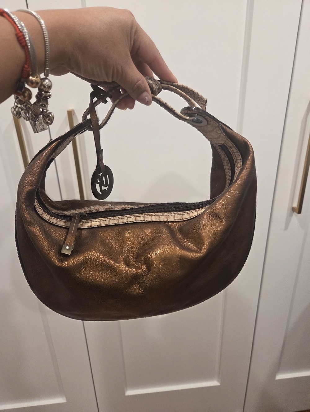 Couture Donald J Pliner Y2k  Metallic Bronze Hobo Shoulder Bag Made In Italy